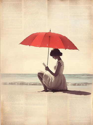 Histoires d'été : Une dame, un livre et un parapluie rouge