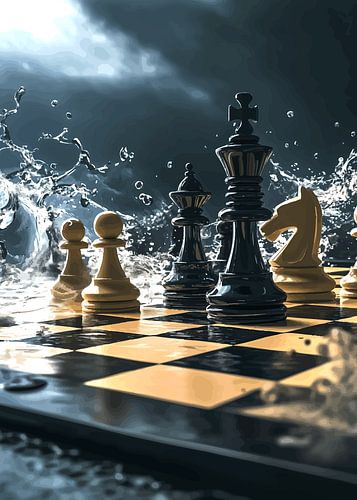 Jeu d'échecs dynamique avec effet d'eau