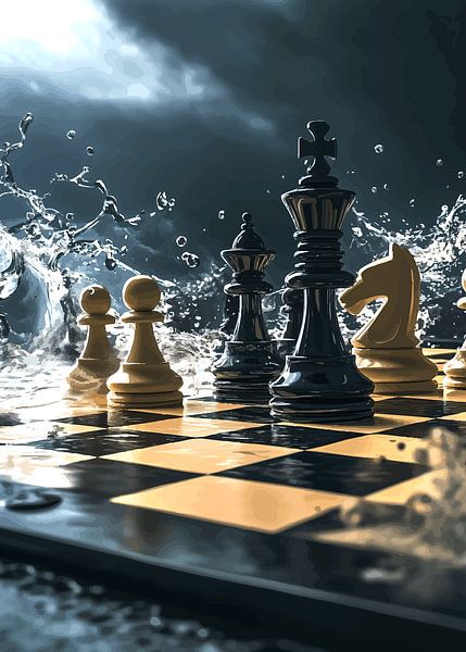 Dynamisch schaakspel met watereffect van Pixelbull Design
