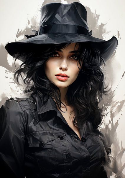 femme fatal mit Wasserfarbe und Bleistift von Harry Cathunter