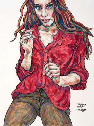 Portret van een vrouw, stuur symbolen