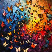 Spirale de papillons aux couleurs de l'arc-en-ciel