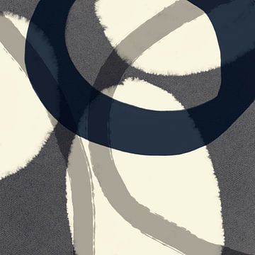 Moderne abstracte organische geometrie in grijs, gebroken wit en zwart van Dina Dankers