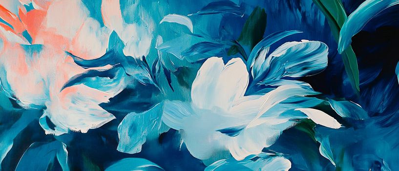 Blauwe bloemenpracht van Poster Art Shop