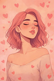 Roze Liefde Portret met Hartjes Poster