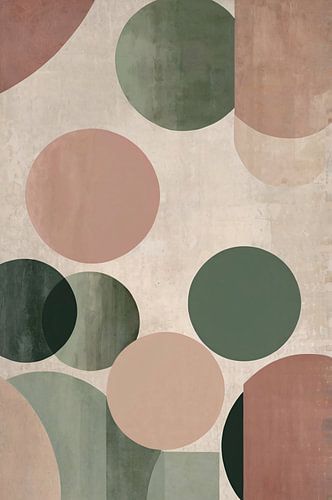 Minimalistisch geometrisch kunstwerk met zachte tinten