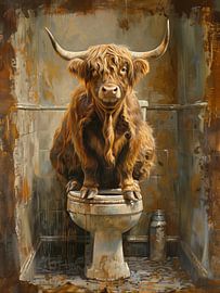 Lustiger schottischer Highlander auf der Toilette von Lauren Wilde