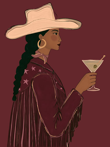 Western cowgirl with Martini