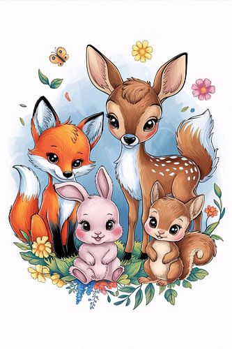 Schattige baby dieren illustratie