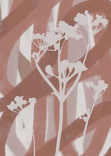 Witte bloemen op terracotta bruin.