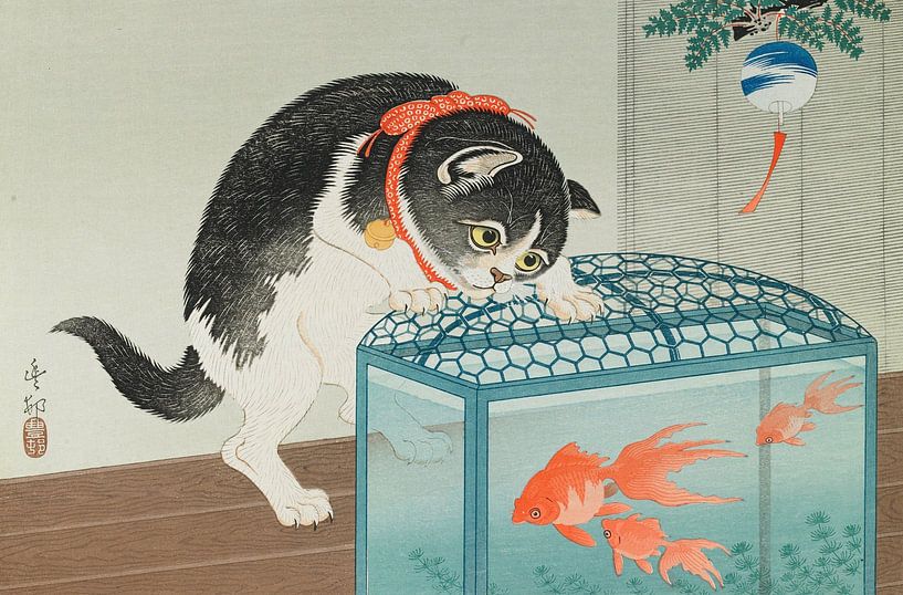 Kat en goudvis, Ohara Koson van Meesterlijcke Meesters