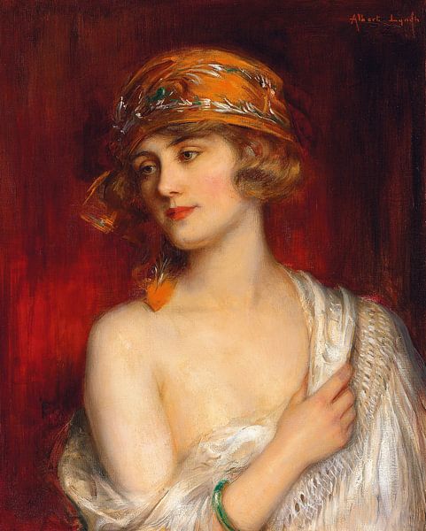 Albert Lynch,A young beauty by finemasterpiece