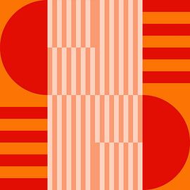 Funky rétro géométrique 7_1. Art abstrait moderne aux couleurs vives. sur Dina Dankers