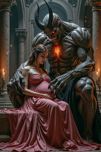 Dark Fantasy Wall Art & Poster: DARK ROMANCE - The Demon with His Pregnant Wife