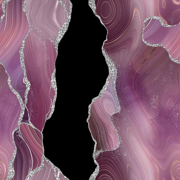 Mauve &amp; Zilver Agaat Textuur 01 van Aloke Design