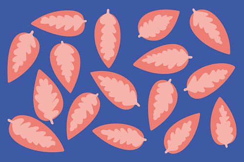 Autumn in contract - orange leaves on night blue