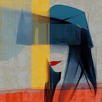Abstracte vrouw in primaire kleuren