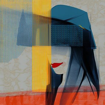 Abstracte vrouw in primaire kleuren van Laila Bakker