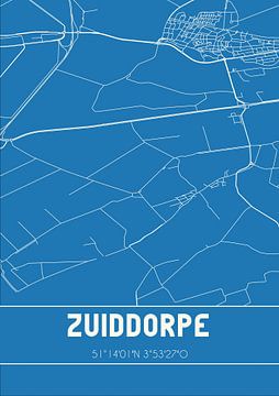 Blaupause | Karte | Zuiddorpe (Zeeland) von Rezona