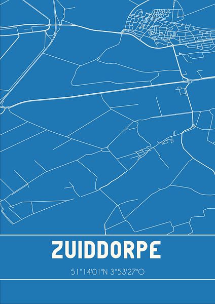 Blueprint | Map | Zuiddorpe (Zeeland) by Prints of Place