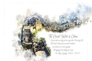 Great Wall of China, watercolour, China by Theodor Decker
