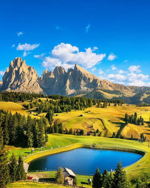 Small lake and mountains, Seiser Alm, Dolomites by Stefano Orazzini