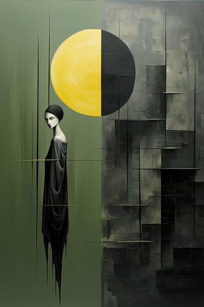 Modern Mysticism in Olive Green by Digitale Schilderijen