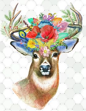 Deer and Christmas van Gisela- Art for You
