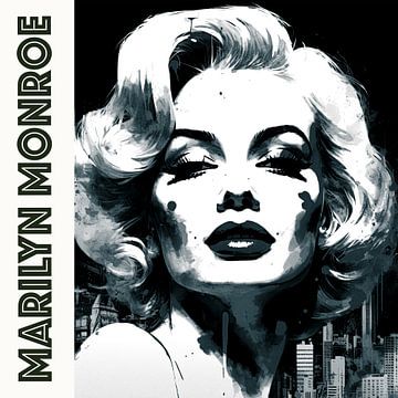 Schwarz-weißes Frauenporträt-Poster Marilyn Monroe von Vlindertuin Art