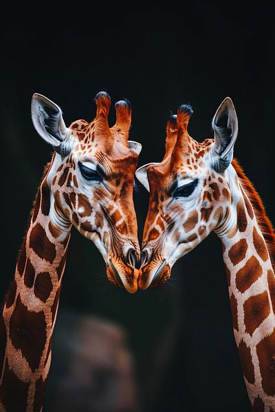 Two giraffes with dark background by Art & Soul Creations
