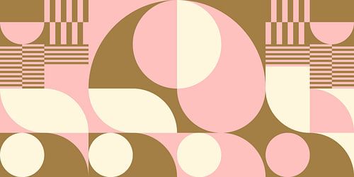Abstracte retro geometrische kunst in goud, roze en gebroken wit nr. 9