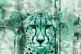 Digital cheetah art with abstract patterns by Art & Soul Creations
