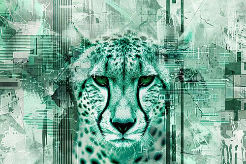 Digitale cheetah kunst met abstracte patronen