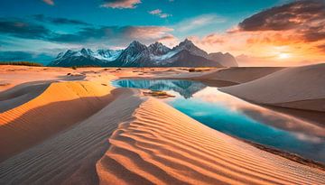 Landschap met bergen en zonsondergang van Mustafa Kurnaz