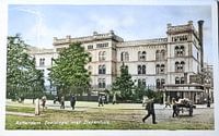 Old coloured postcard from 1927 showing hospital on Cool