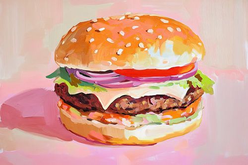 Burger Schilderij | Kleurrijke Burger Art