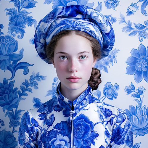 Weibliches Porträt Delfter Blau Mädchen