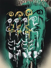 Expressieve groene figuren van Little Dean