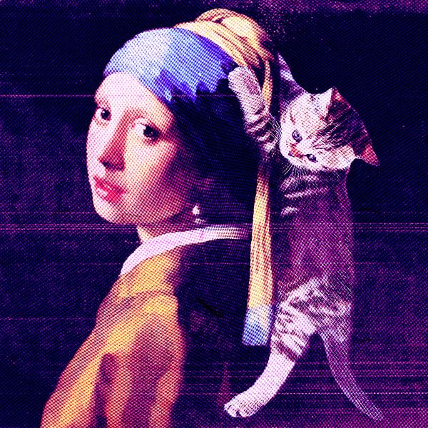 Meisje met de parel met kat van SprayCat