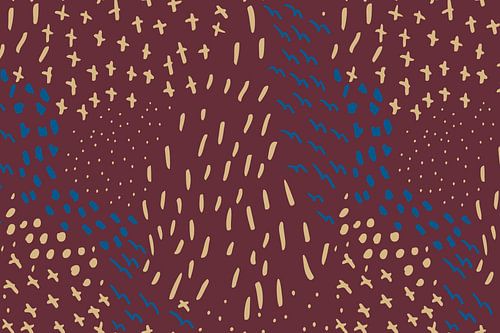 Croix, lignes et points en pastel et néon. Merlot, bleu cobalt et jaune naturel.