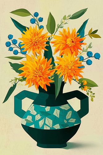 Dahlias in green Ceramics no. 5 by Studio BB