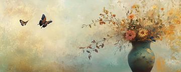 vase à fleurs | Vase à lumière du matin avec papillons