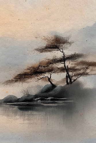 ZEN ART : Triptyque (3e partie) : Paysage serein de style « Japandi »