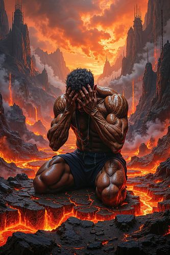 Dark Fantasy Gothic Wall Art: INFERNOR – A Man Atones for His Sins in Hell