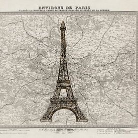 Plattegrond van Parijs uit 1889 van Andrea Haase