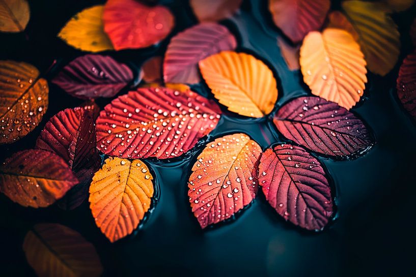 Autumn leaves in the water - play of colours by Poster Art Shop