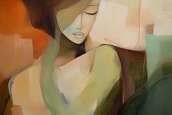 Modernes abstraktes Porträt in Erdtönen