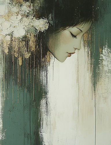 Vrouw Bloemen | Soft Gaze Among Shadows