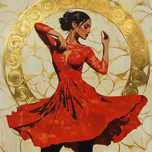 Danseuse passionnée en or et rouge
