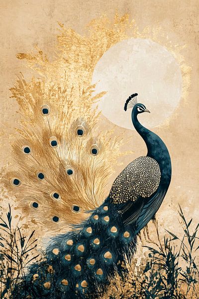 Elegant peacock in golden colours by Imperial Art House